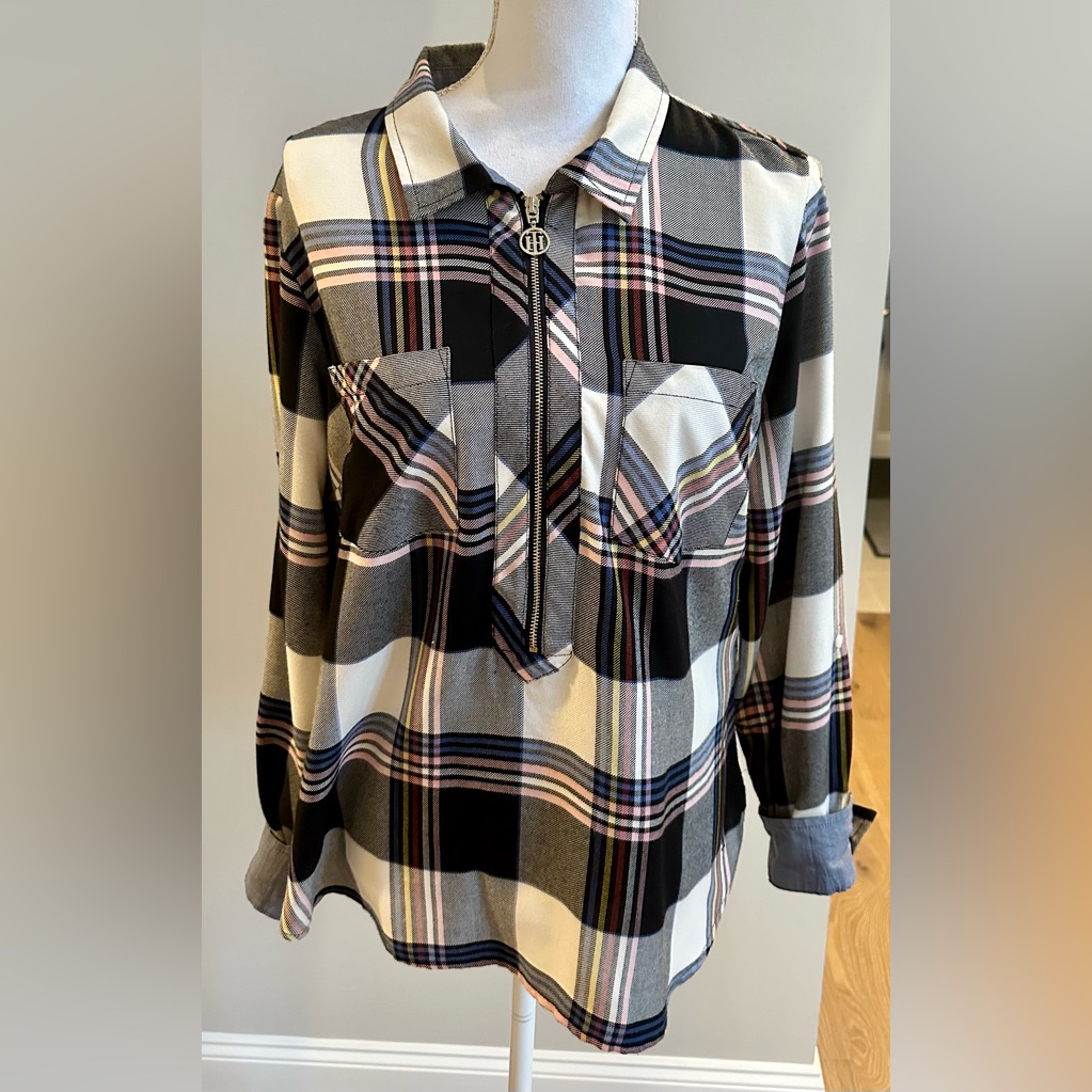 Tommy Hilfiger Blouse 1/4 Zip Plaid